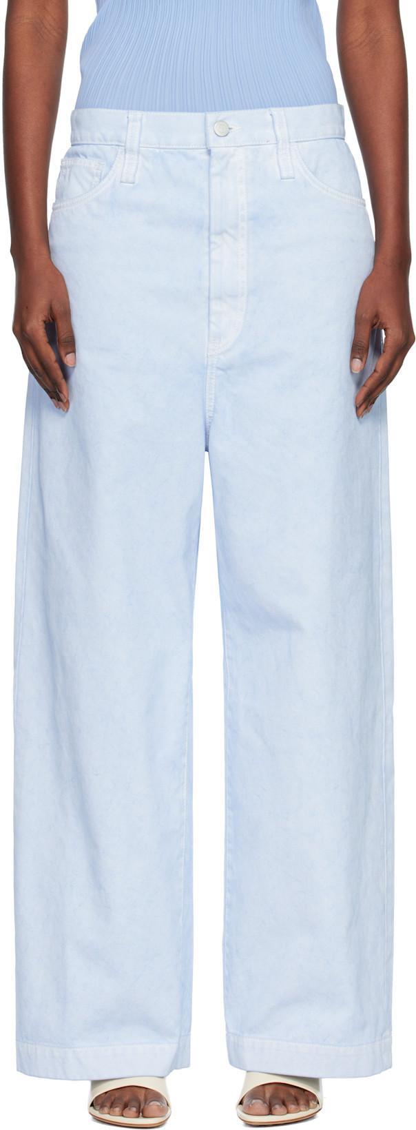 Blue Sculptural Jeans by ISSEY MIYAKE