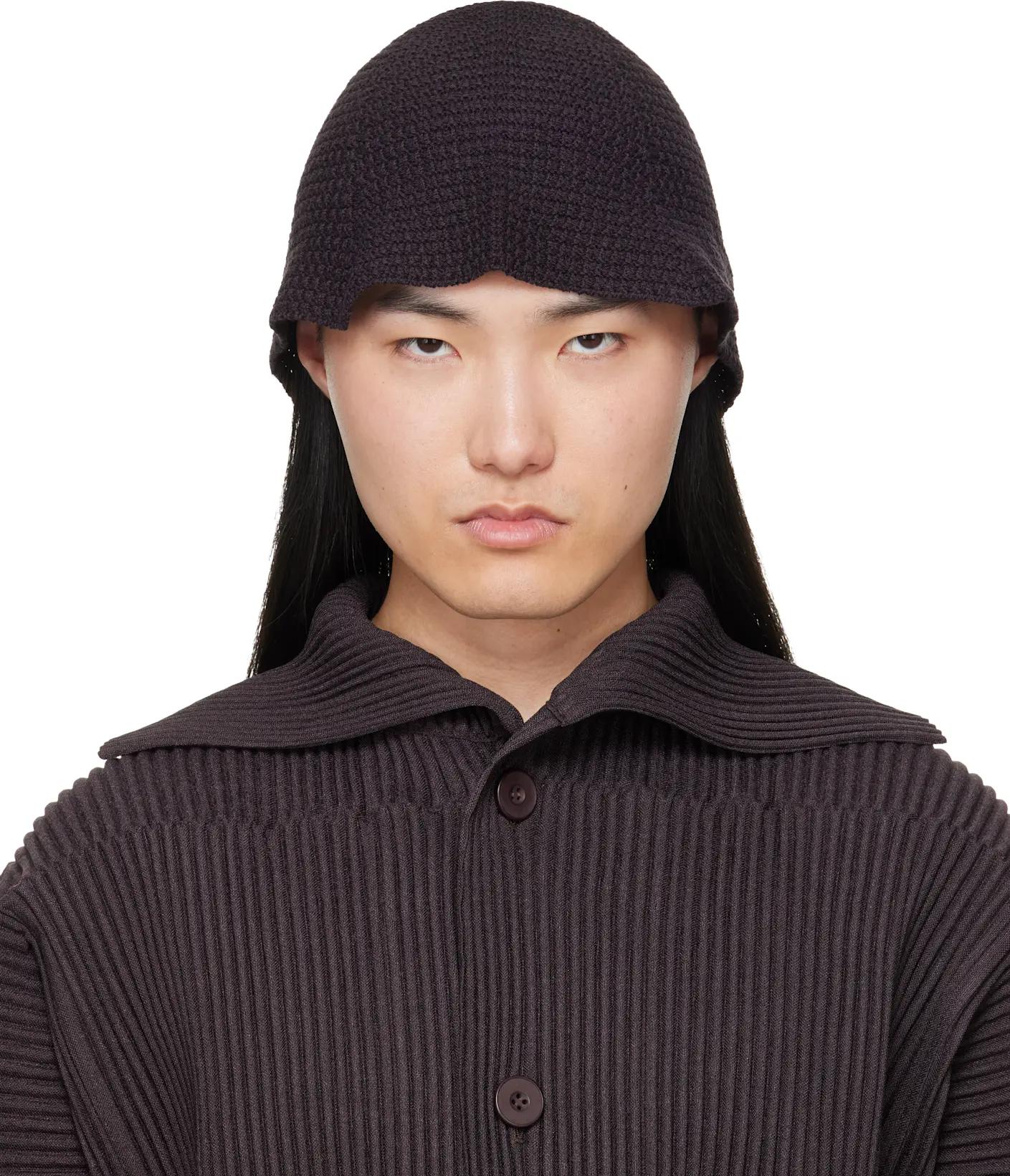 Brown Crochet Hat by ISSEY MIYAKE
