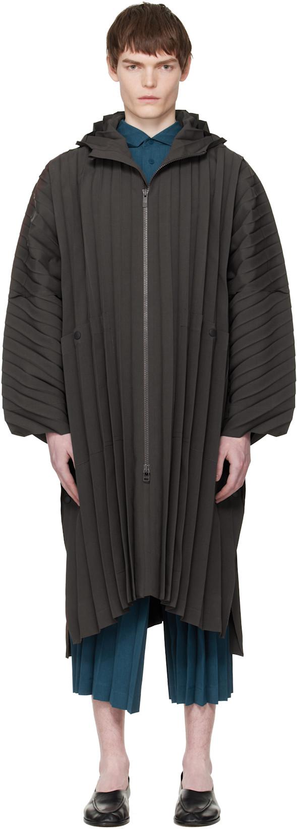Brown Edge Light February Coat by ISSEY MIYAKE