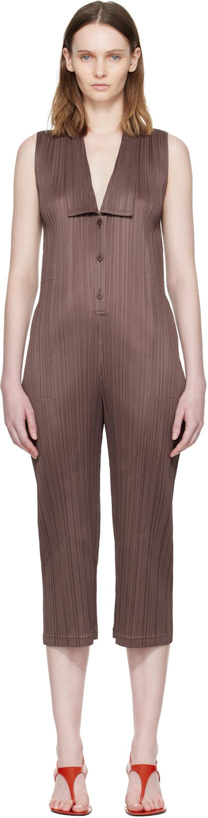 Brown Loop Bottoms Jumpsuit by ISSEY MIYAKE