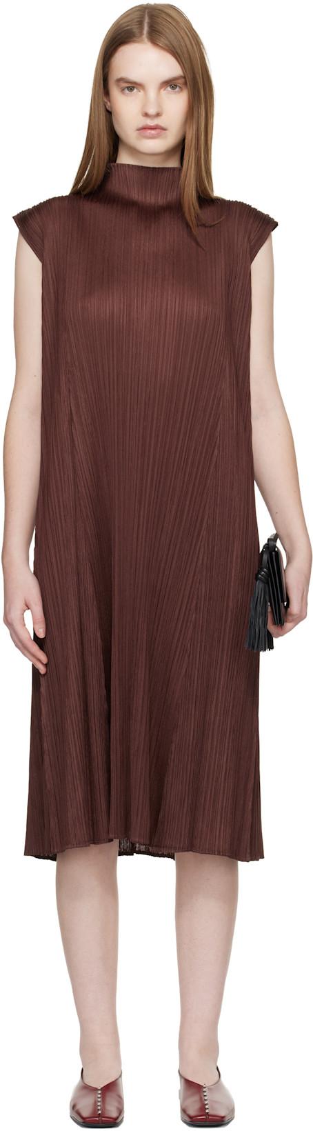 Brown Monthly Colors November Midi Dress by ISSEY MIYAKE
