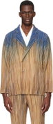 Brown Paint Brush Close-Up Blazer by ISSEY MIYAKE Brown Paint Brush Close-Up Blazer by ISSEY MIYAKE