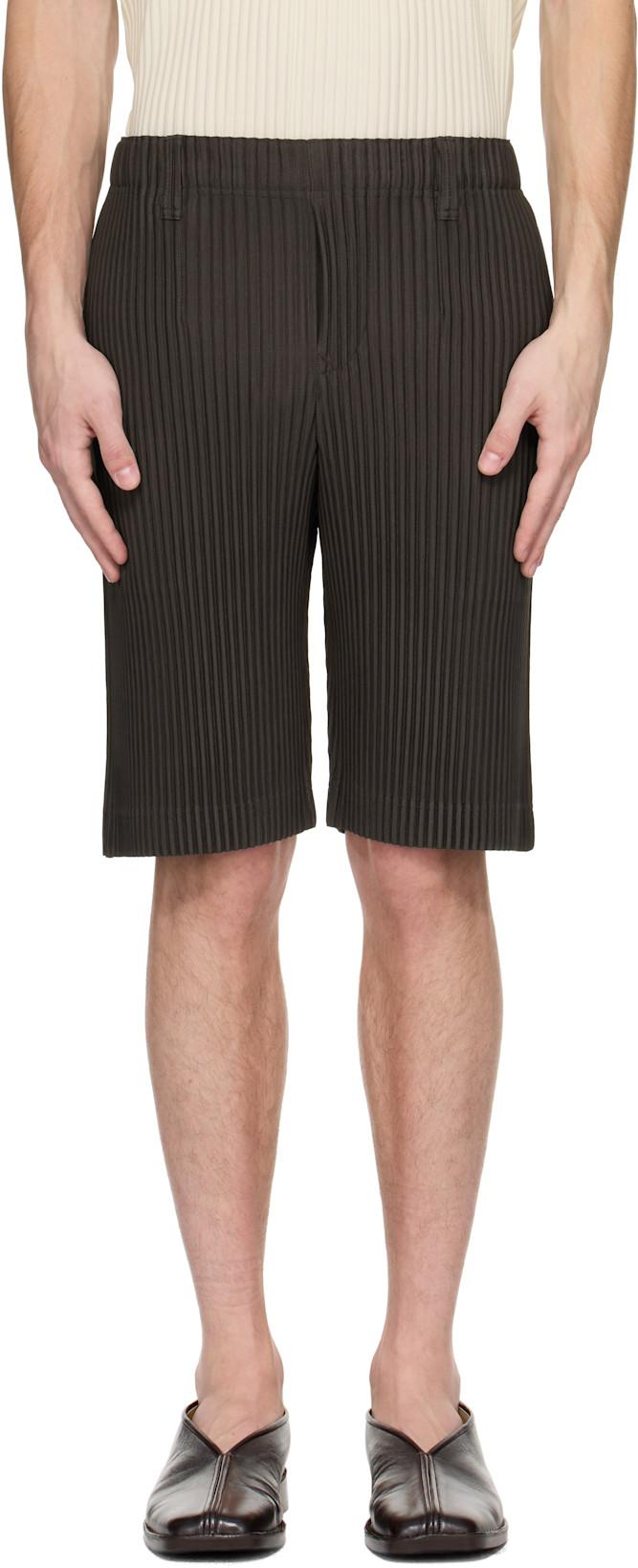 Brown Tailored Pleats 2 Shorts by ISSEY MIYAKE Brown Tailored Pleats 2 Shorts by ISSEY MIYAKE