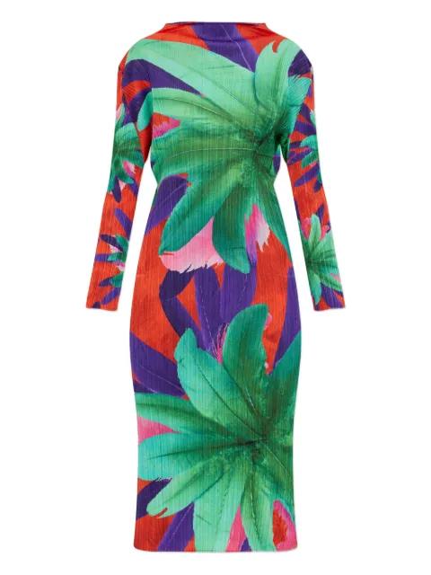 Carnival floral-print pleated midi dress by ISSEY MIYAKE
