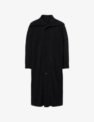 Collared Long-Line Knitted Jacket by ISSEY MIYAKE