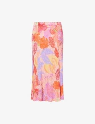 Foggy Forest Plisse Knitted Midi Skirt by ISSEY MIYAKE