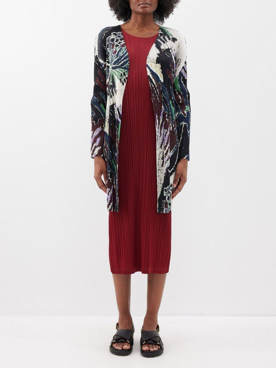 Frosty Forest-print technical-pleated cardigan by ISSEY MIYAKE