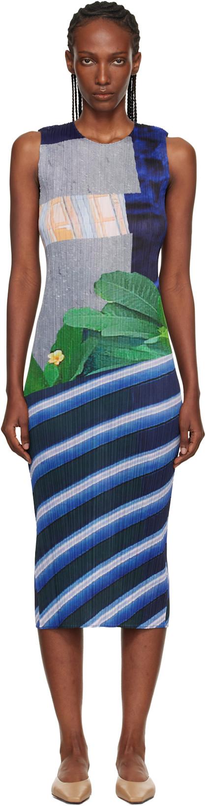 Gray & Navy City Collage Midi Dress by ISSEY MIYAKE