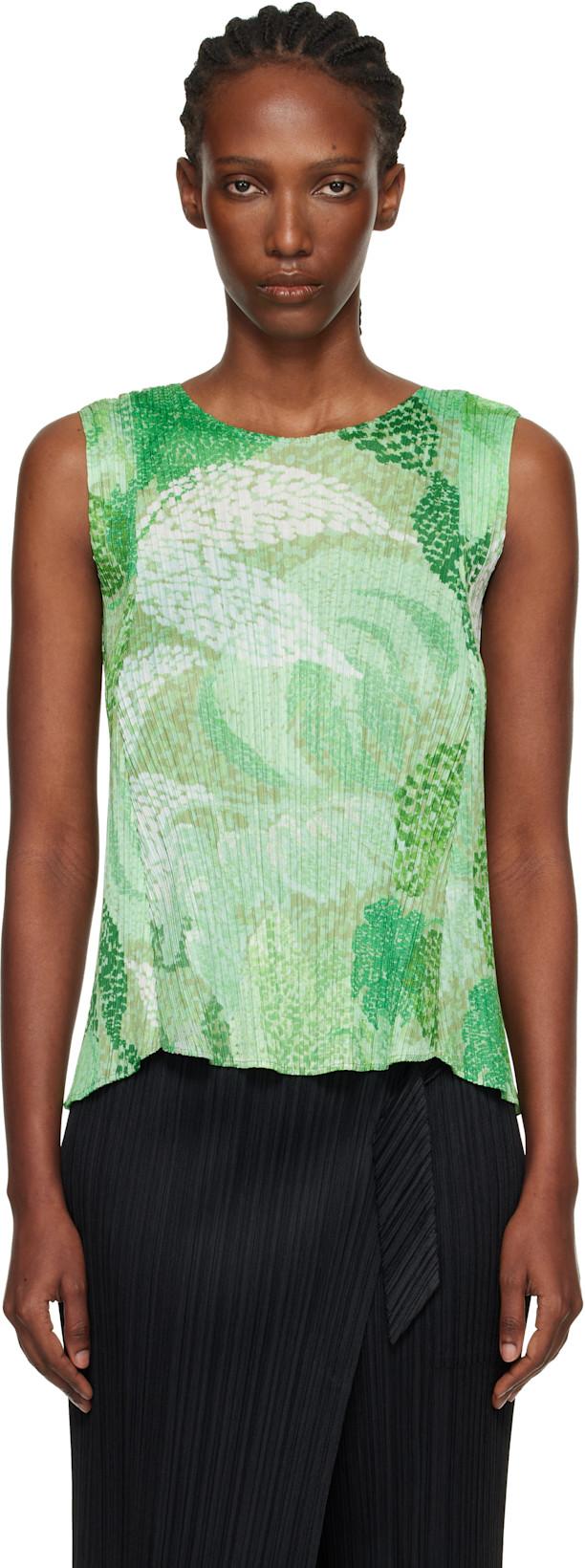 Green Foggy Forest Top by ISSEY MIYAKE