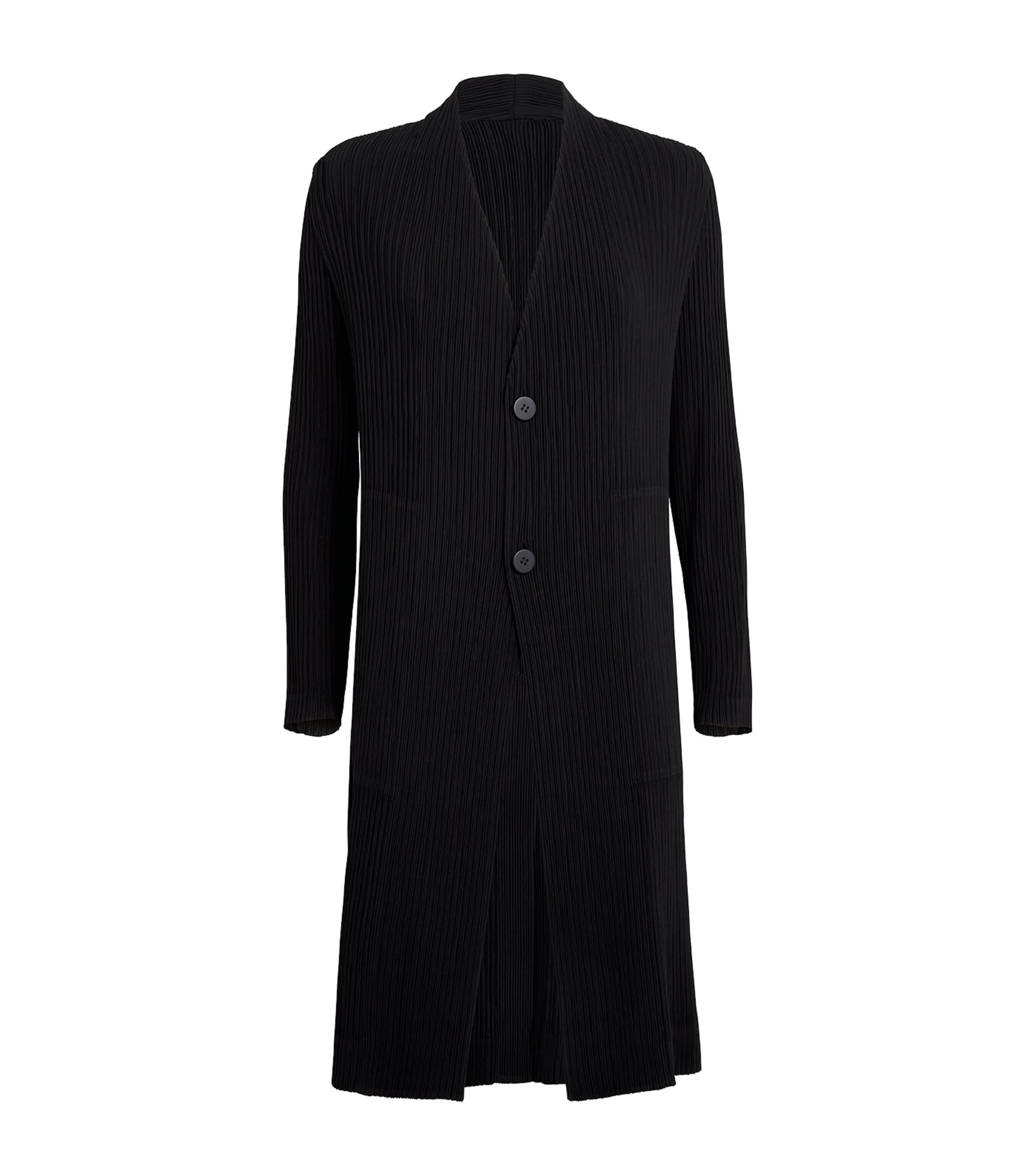Issey Miyake Hatching Pleats Longline Coat by ISSEY MIYAKE