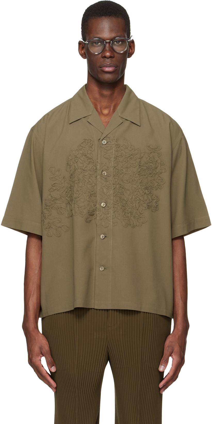 Khaki Embroidery Press Shirt by ISSEY MIYAKE
