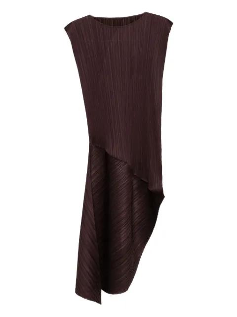 Leap pleated asymmetric midi dress by ISSEY MIYAKE