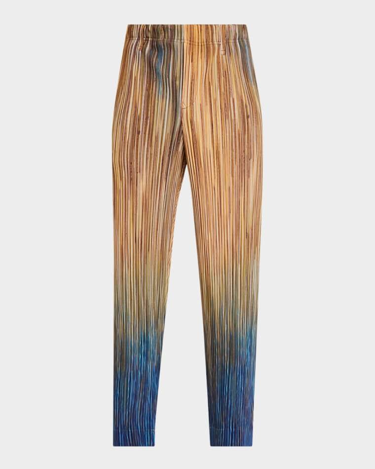 Men's Paintbrush Agate-Print Pleated Trousers by ISSEY MIYAKE