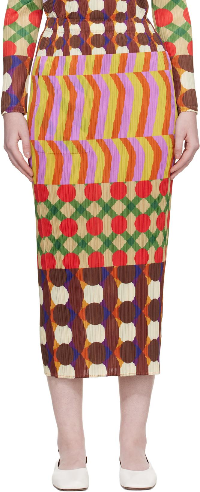 Multicolor Harmony Maxi Skirt by ISSEY MIYAKE