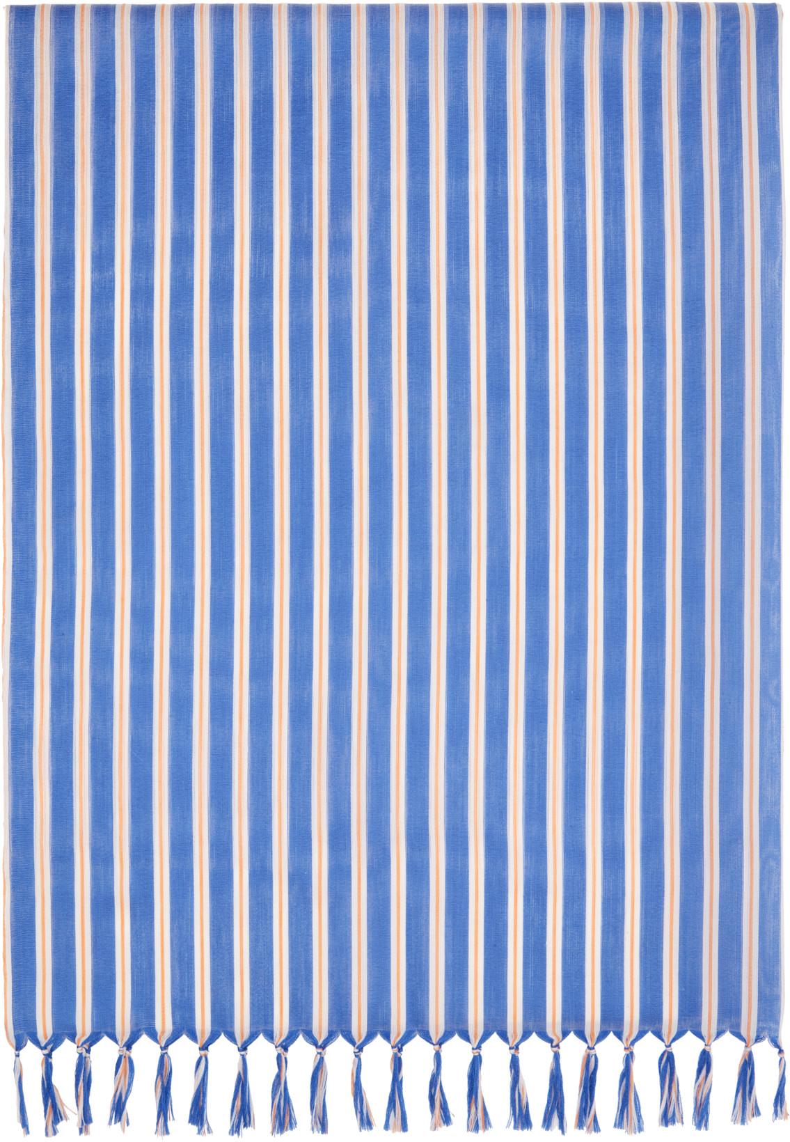 Navy December Generic Stripes Stole Scarf by ISSEY MIYAKE