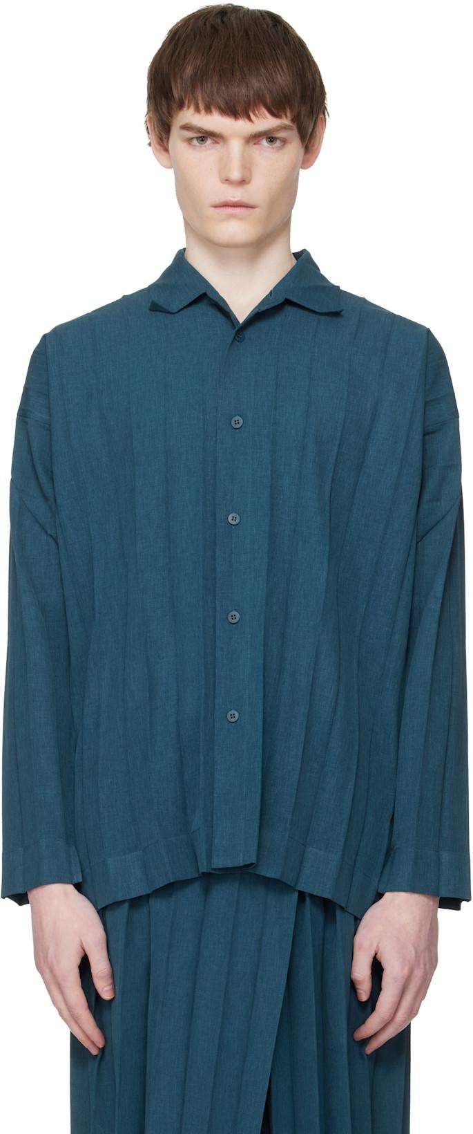 Navy Edge Ensemble Shirt by ISSEY MIYAKE