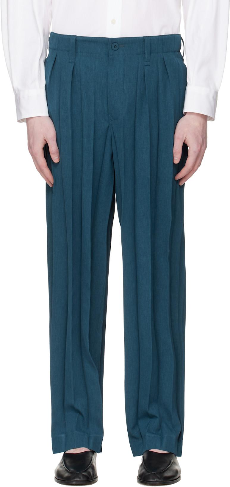 Navy Edge Ensemble Trousers by ISSEY MIYAKE