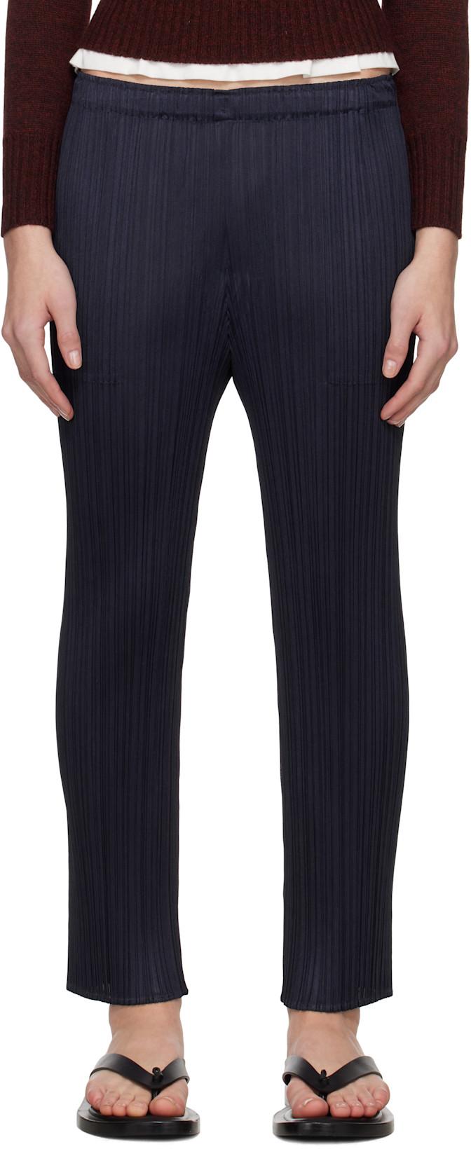 Navy June New Colorful Basics 4 Trousers by ISSEY MIYAKE