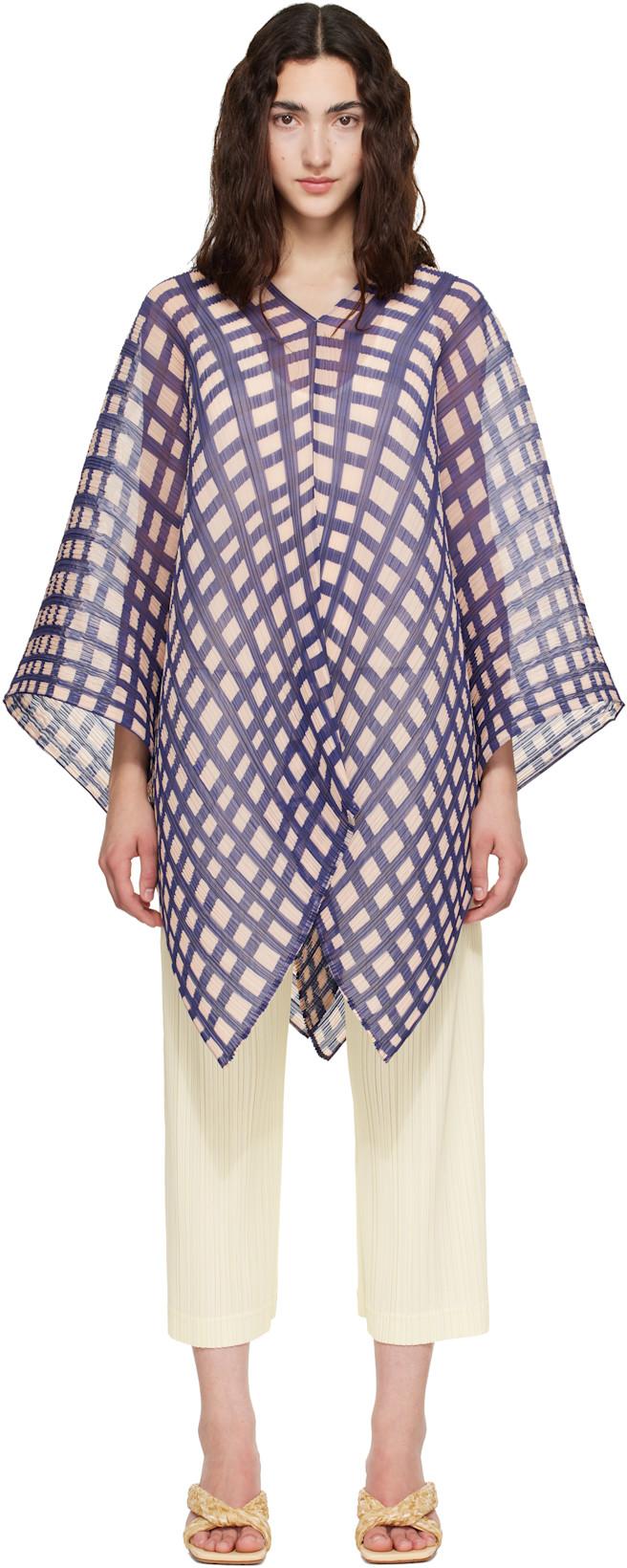 Navy & Pink Basket Madame-T Scarf by ISSEY MIYAKE