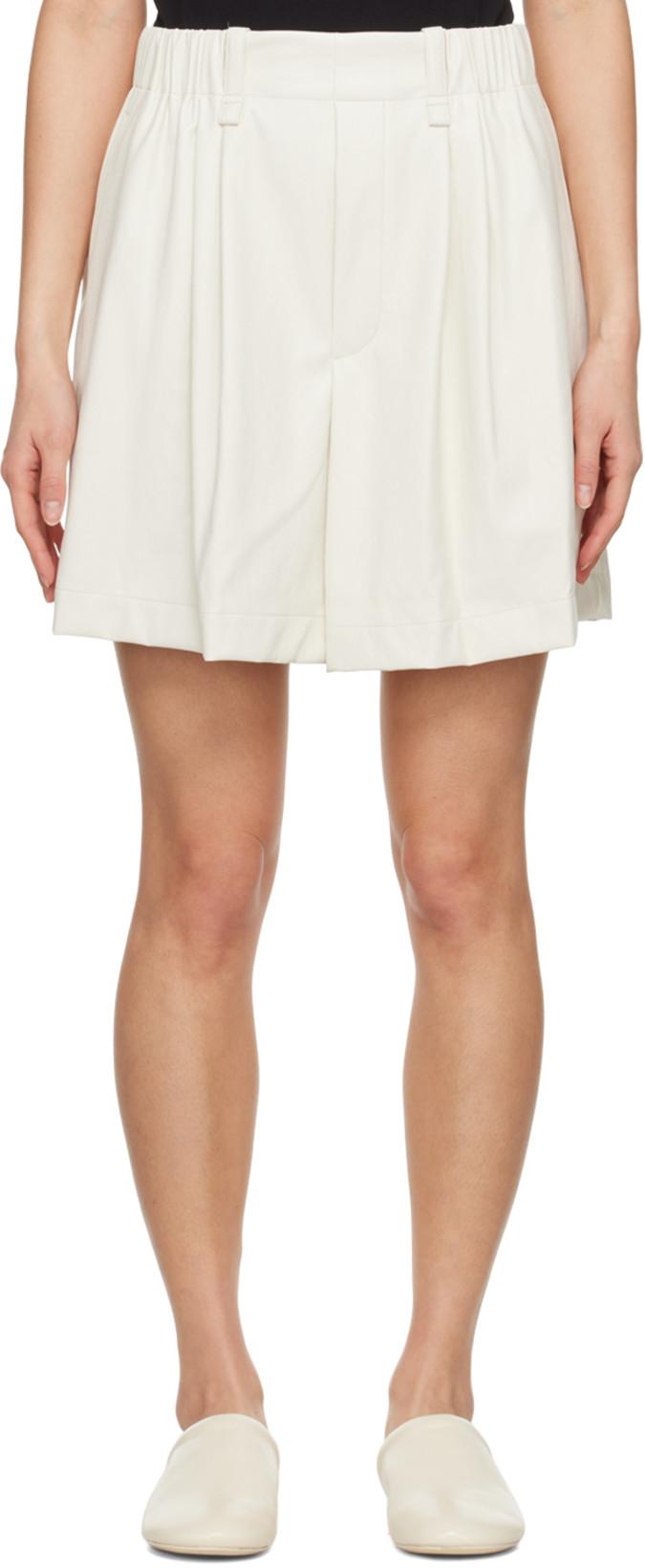 Off-White Figure Faux-Leather Shorts by ISSEY MIYAKE