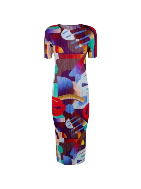 Playground abstract-print pleated midi dress by ISSEY MIYAKE