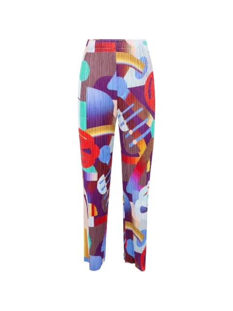 Playground abstract-print pleated trousers by ISSEY MIYAKE