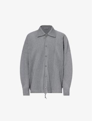 Pleated spread-collar knitted jacket by ISSEY MIYAKE