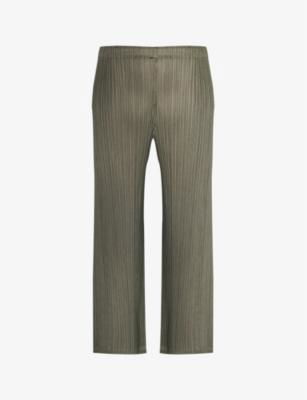 Pleated straight-leg mid-rise knitted trousers by ISSEY MIYAKE