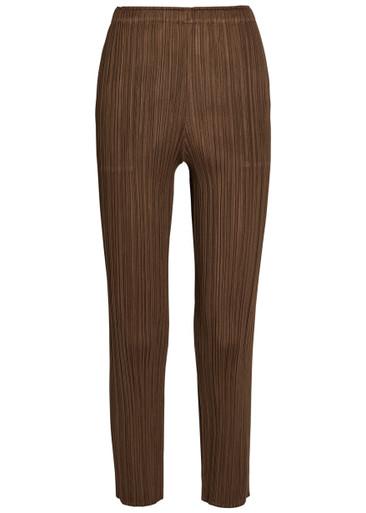 Pleated tapered-leg woven trousers by ISSEY MIYAKE
