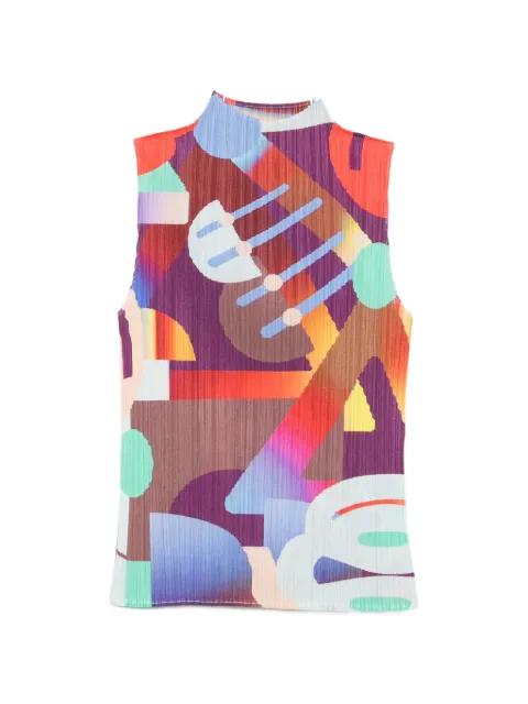 Pleats Please abstract-print T-shirt by ISSEY MIYAKE