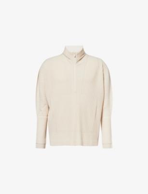Quarter-Zip Pleated Knitted Top by ISSEY MIYAKE
