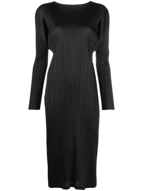 September plissé-satin midi dress by ISSEY MIYAKE
