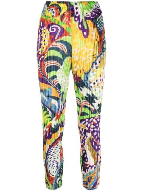 Snowrunner graphic-print pleated trousers by ISSEY MIYAKE