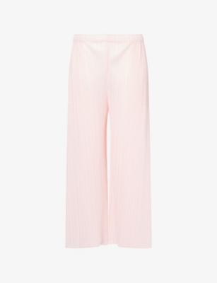 Split Wide-Leg Plisse Knitted Trousers by ISSEY MIYAKE