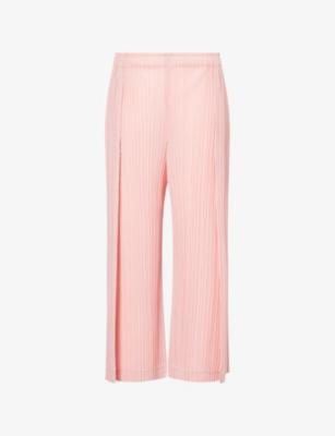 Split Wide-Leg Ramie Pleats Knitted Trousers by ISSEY MIYAKE