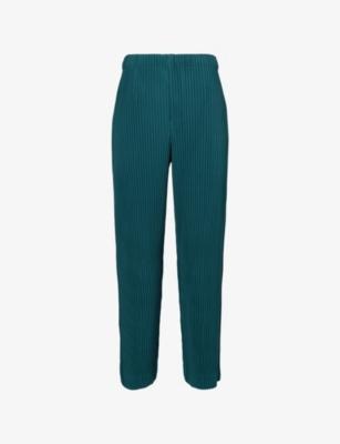 Straight-Leg Pleats Knitted Trousers by ISSEY MIYAKE