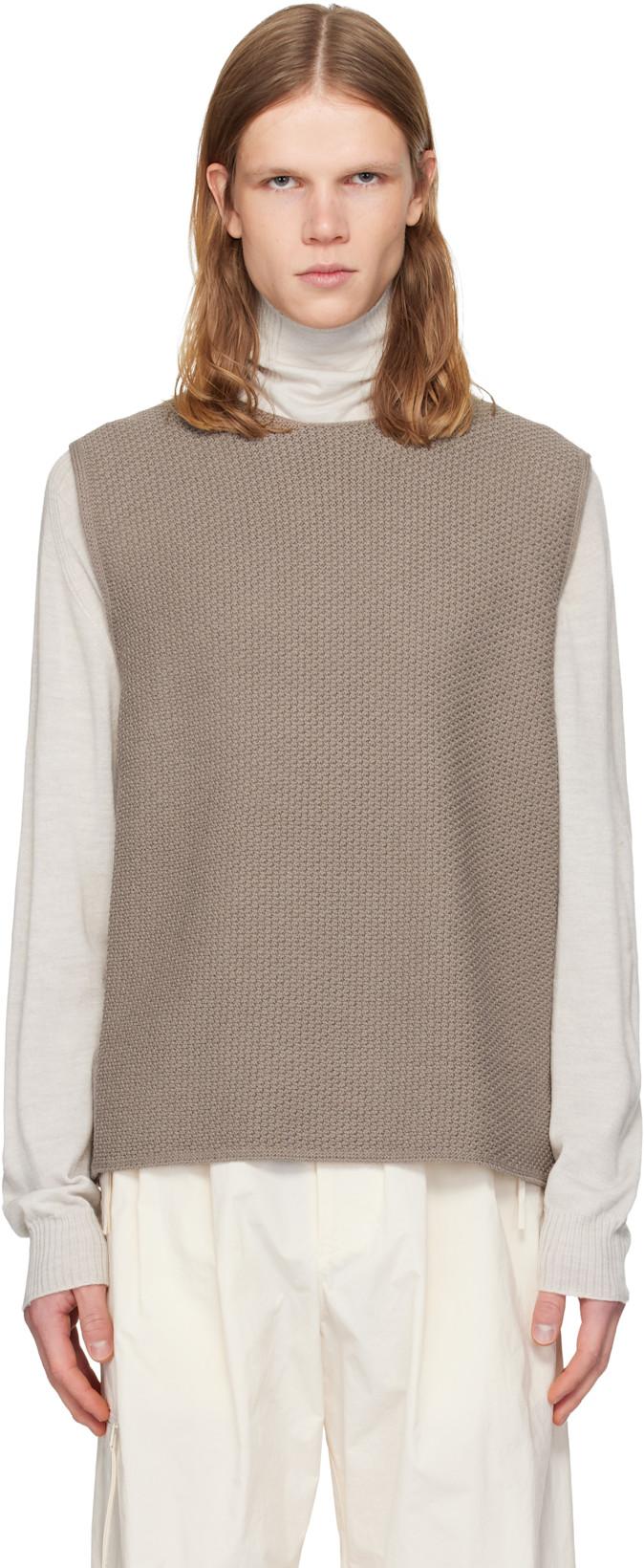Taupe Rustic Knit Vest by ISSEY MIYAKE
