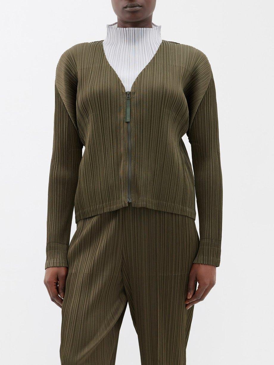 Technical-pleated zipped cardigan by ISSEY MIYAKE