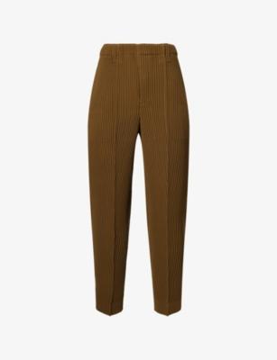 Tuxedo Pleats Straight-Leg Pleated Knitted Trousers by ISSEY MIYAKE