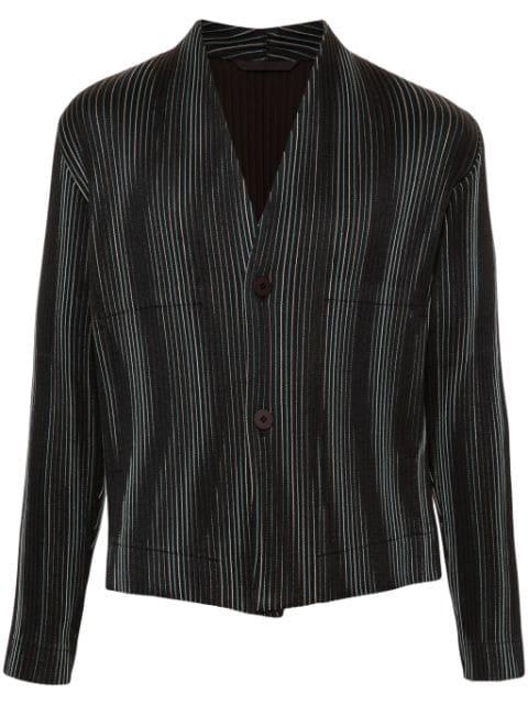 Tweed Pleats collarless jacket by ISSEY MIYAKE