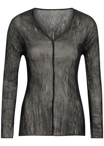 Twist V-neck semi-sheer chiffon top by ISSEY MIYAKE