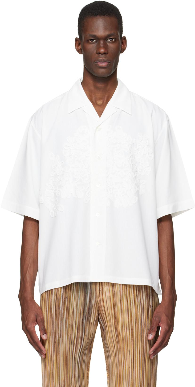 White Embroidery Press Shirt by ISSEY MIYAKE