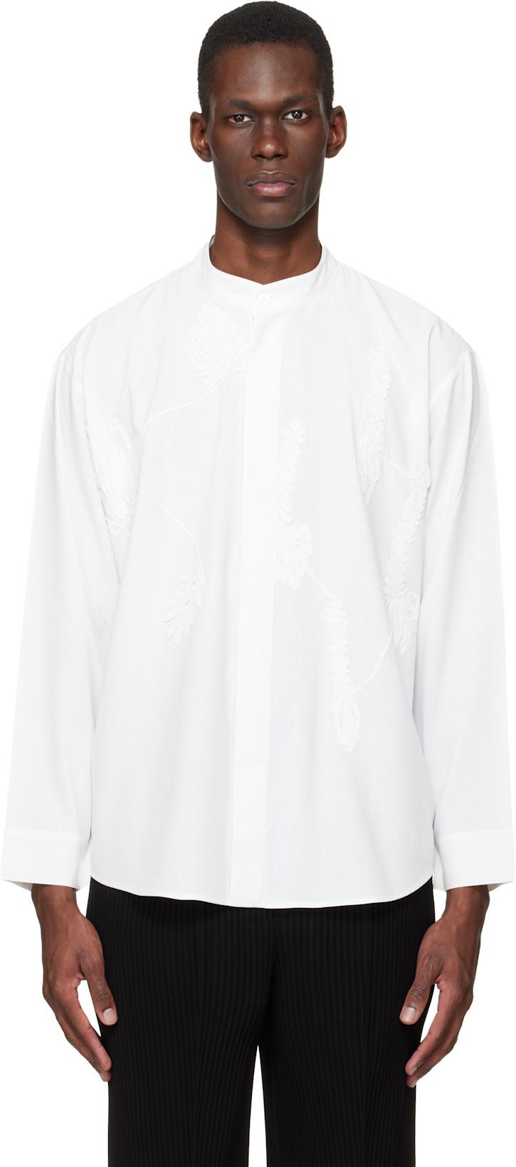 White Embroidery Press Shirt by ISSEY MIYAKE