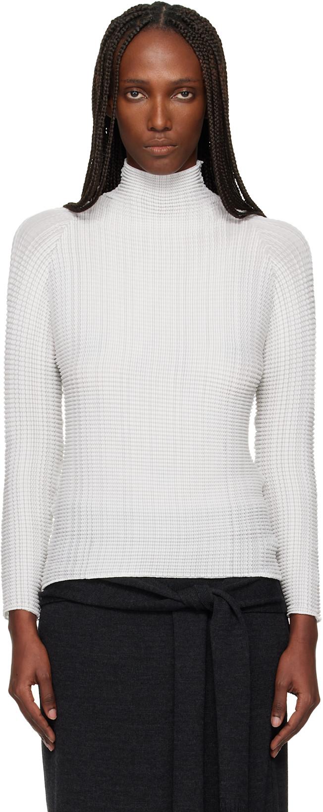 White Wooly Pleats Top by ISSEY MIYAKE