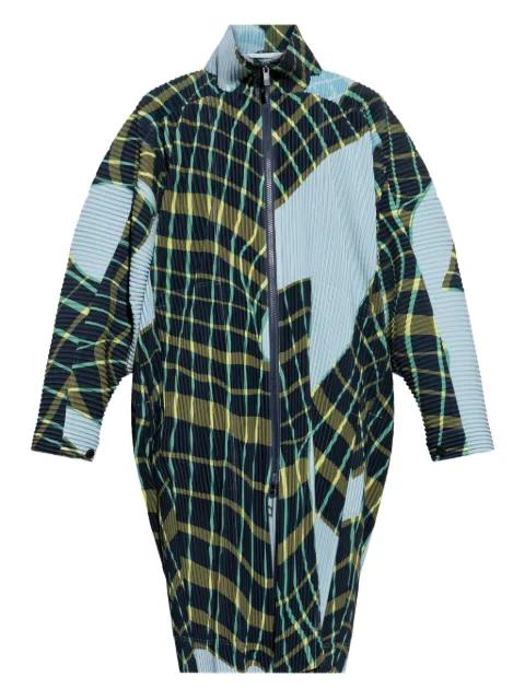 Windswept Plaid coat by ISSEY MIYAKE