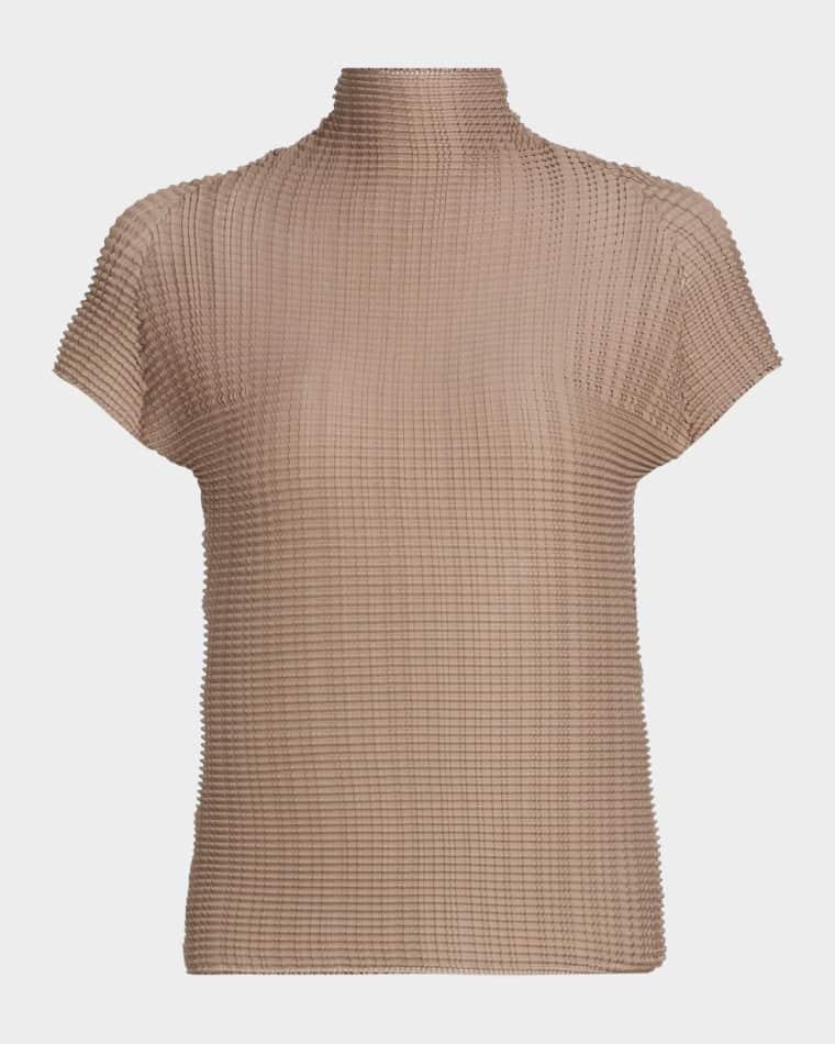 Wooly Pleats Mock-Neck Top by ISSEY MIYAKE