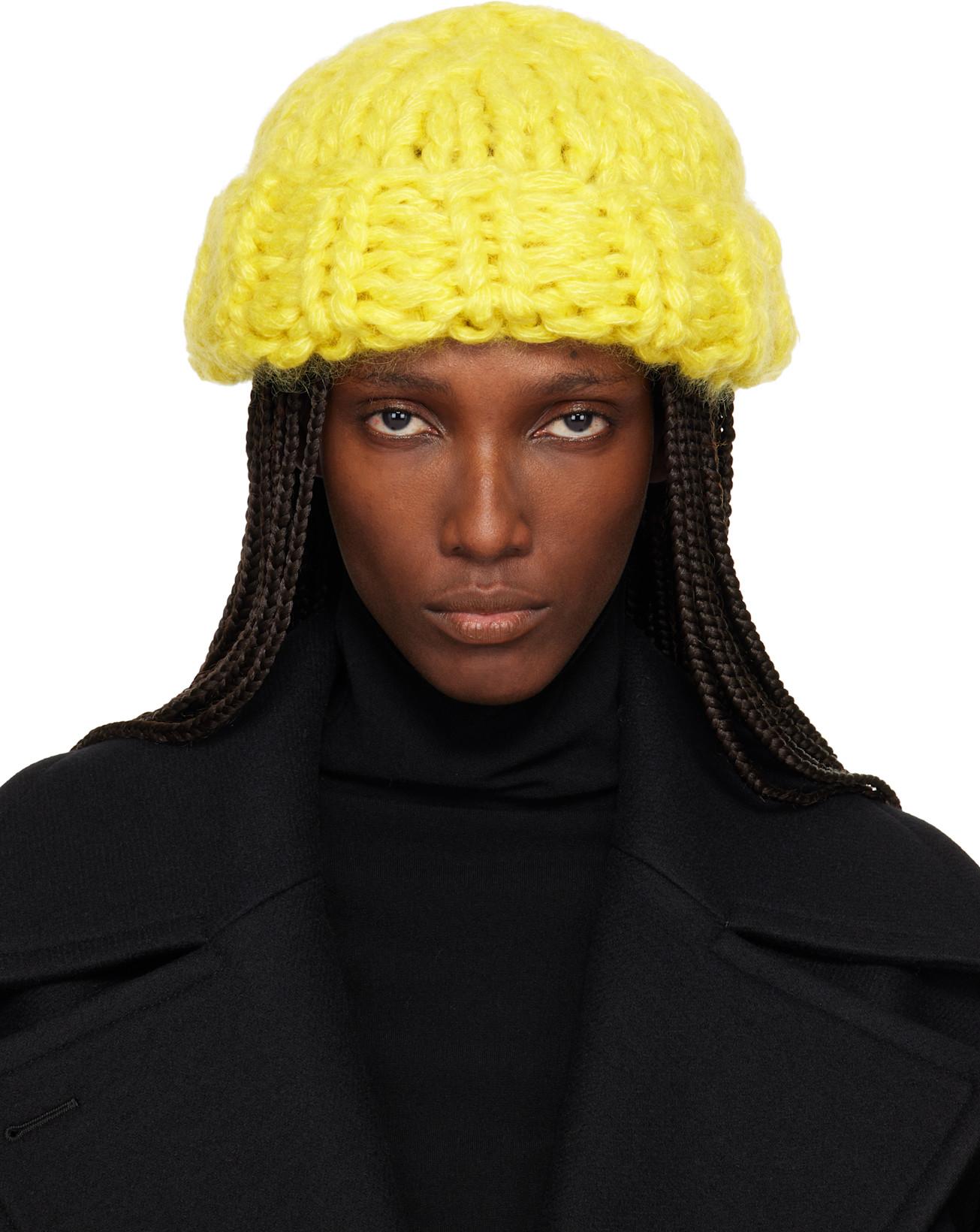 Yellow November Silk Mohair Beanie by ISSEY MIYAKE