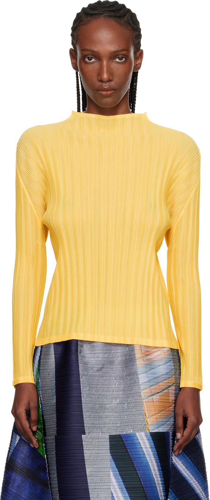 Yellow Rib Pleats January Top by ISSEY MIYAKE