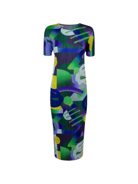 abstract-print pleated dress by ISSEY MIYAKE