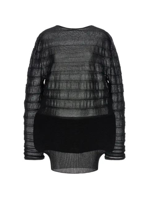 asymmetrical-hem long-sleeve blouse by ISSEY MIYAKE